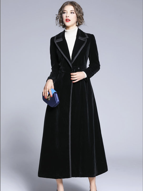 Luxury Black Velvet Long Winter Coat Casacas Para Mujer Invierno 2021