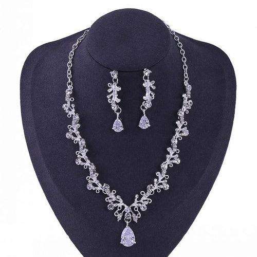 Luxury Noble Crystal Leaf Bridal Jewelry Sets Rhinestone Crown Tiaras