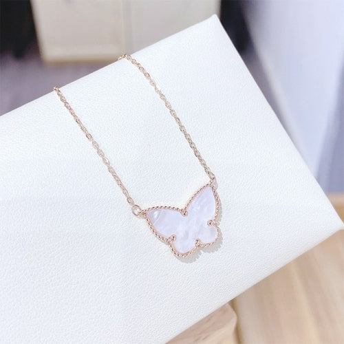 Luxury Shell Butterfly Necklace for Women Rose Gold Stainless Steel