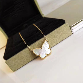 Luxury Shell Butterfly Necklace for Women Rose Gold Stainless Steel