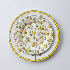 MIDOSHARK 8/11 Inch Yellow Loquat And Bird Ceramic Dinner Plate Set