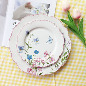 MIDOSHARK Butterfly and flower ceramic dinner plate  Dinner set plates