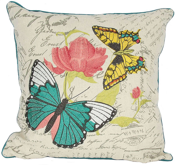 Butterfly on Rose Pillow, 18