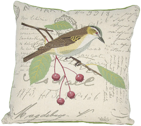 Brown Bird with Berries Pillow, 18