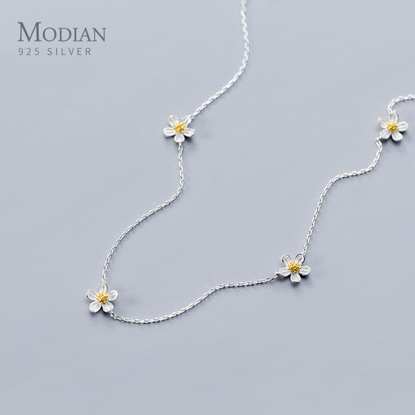 MODIAN Fashion Cute Daffodils Pendant Necklace for Women Pure 925