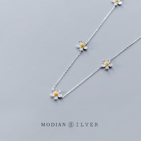 MODIAN Fashion Cute Daffodils Pendant Necklace for Women Pure 925