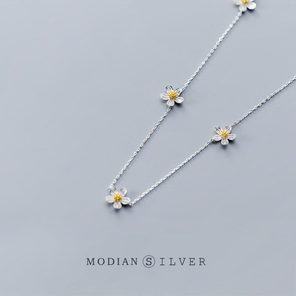 MODIAN Fashion Cute Daffodils Pendant Necklace for Women Pure 925