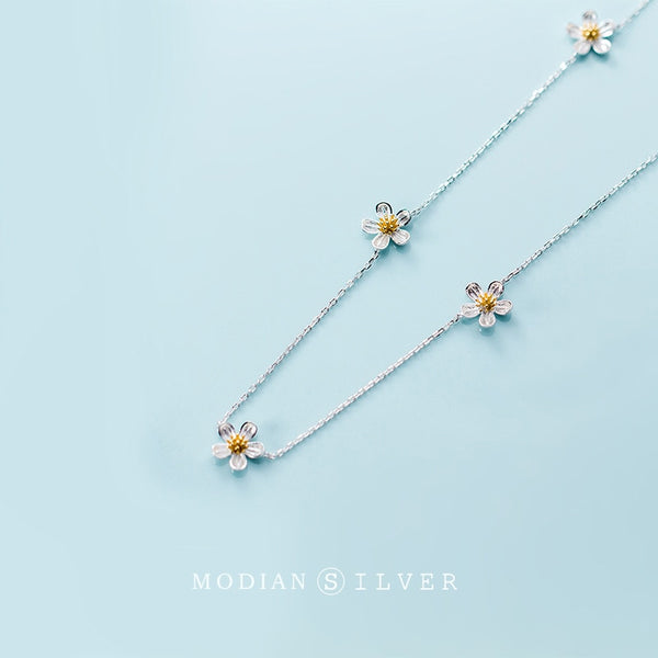 MODIAN Fashion Cute Daffodils Pendant Necklace for Women Pure 925