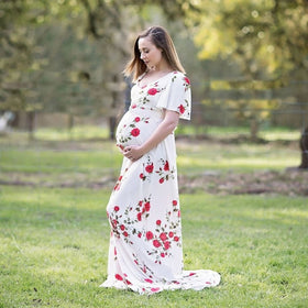 Maxi Maternity Printed Flower Dress