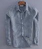 Men Spring And Autumn Fashion Stripe Linen Shirt Male Casual Long