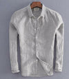 Men Spring And Autumn Fashion Stripe Linen Shirt Male Casual Long