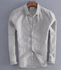 Men Spring And Autumn Fashion Stripe Linen Shirt Male Casual Long