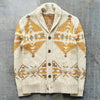 Mens Autumn Pattern Print Knitted Cardigan Sweaters Coat  Male Winter