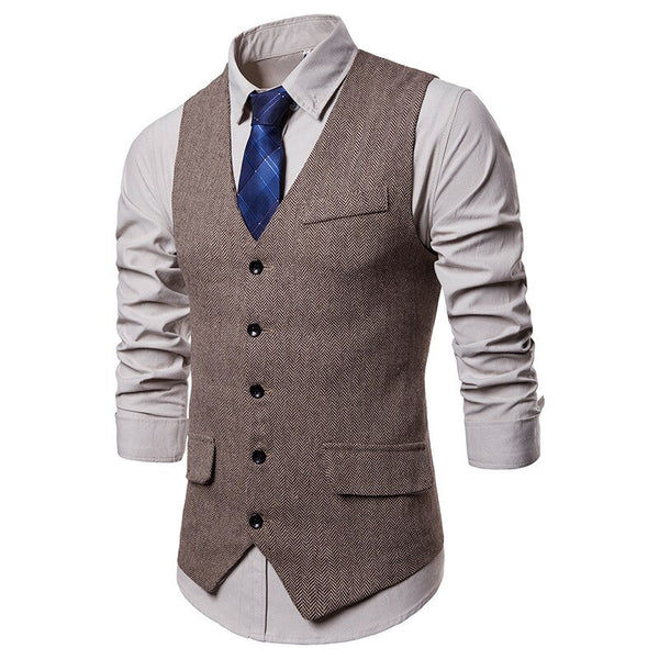 Mens Vest Ready to Wear Khaki Wedding Prom Waistcoat Casual Business