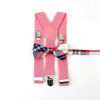 Mens Kids Plaid Striped Suspenders Bowtie Sets