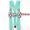 Mens Kids Plaid Striped Suspenders Bowtie Sets