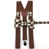 Mens Kids Plaid Striped Suspenders Bowtie Sets