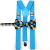 Mens Kids Plaid Striped Suspenders Bowtie Sets