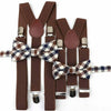 Mens Kids Plaid Striped Suspenders Bowtie Sets