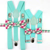 Mens Kids Plaid Striped Suspenders Bowtie Sets