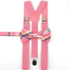 Mens Kids Plaid Striped Suspenders Bowtie Sets