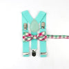 Mens Kids Plaid Striped Suspenders Bowtie Sets