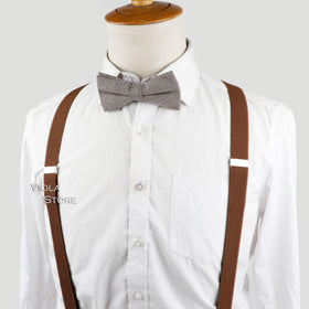 Mens Kids Plaid Striped Suspenders Bowtie Sets