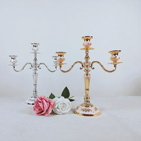 Metal Candelabra Retro Candlestick Candle Holder 3 Stands Candlelight