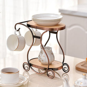 Metal Kitchen European Tea Pot Set Storage Rack Drinkware Organizer