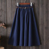 Midi Knee Length Summer Skirt Women With Belt