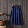 Midi Knee Length Summer Skirt Women With Belt