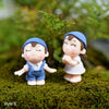 Mini couple Sculpture 1 Pair Moss Resin Crafts Chair Figurines