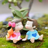 Mini couple Sculpture 1 Pair Moss Resin Crafts Chair Figurines