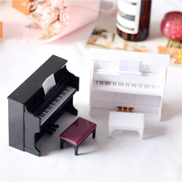 Miniature Musical Instrument Piano with Model Stool Toy Kids Desk and