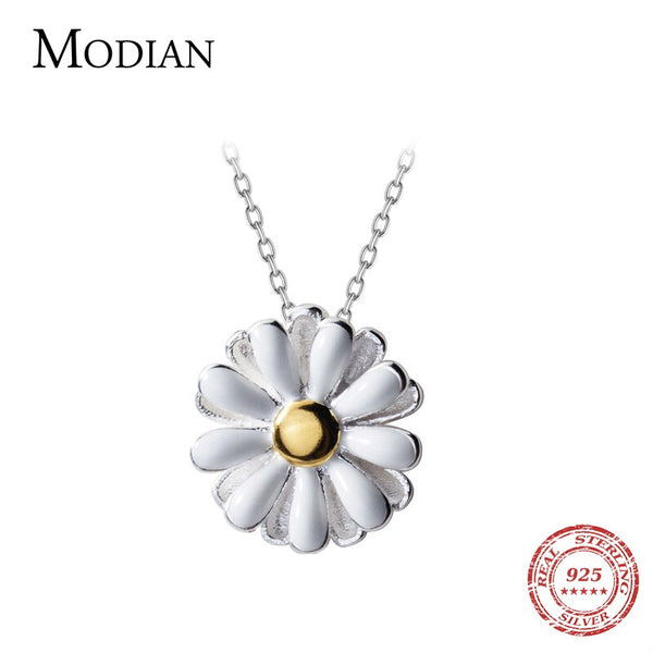 Modian 2021 New Brand Sun Daisy Flower Charm Necklaces Pendant Fashion