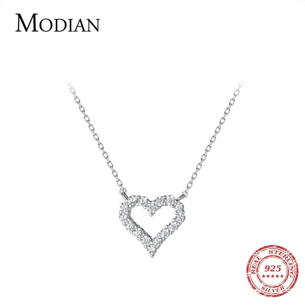 Modian A Row Glittering Zirconia Lovely Hearts Shape 925 Sterling