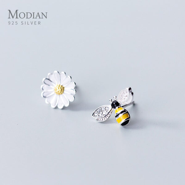 Modian New Arrival 100% 925 Sterling Silver Enamel Cute Bee & Flower