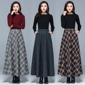 High Waist Plaid Skirt