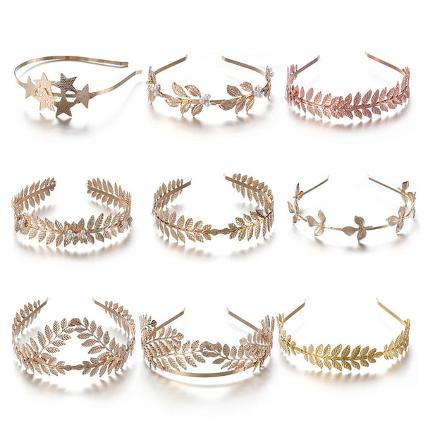 Mujer Western Fashion Retro Hair Bands For Women Wedding Metal Gold