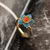 Natural south red tourmaline flower opening ring Chinese style retro