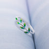 925 sterling silver enamel green leaves rings small fresh series