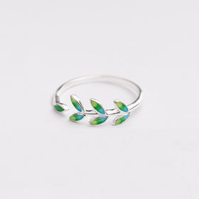 925 sterling silver enamel green leaves rings small fresh series
