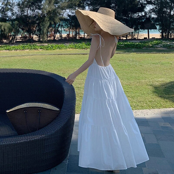 New Arrival Fashion Summer Long Beach Dress Women Casual Sexy Backless