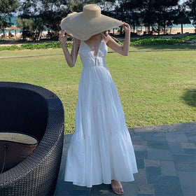 New Arrival Fashion Summer Long Beach Dress Women Casual Sexy Backless