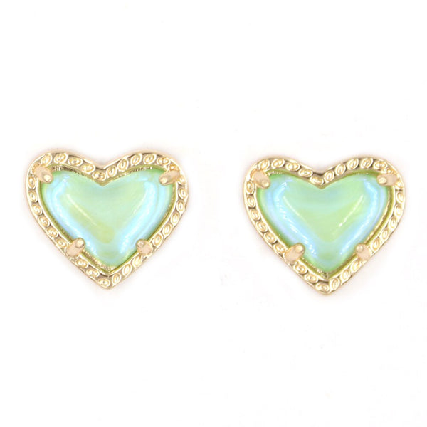 New Arrivals Cute Colorful Glitter 3D Resin Heart Stud Earrings For