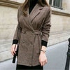 New Autumn Winter Warm Plaid Blazer Women Fashion Elegant Double