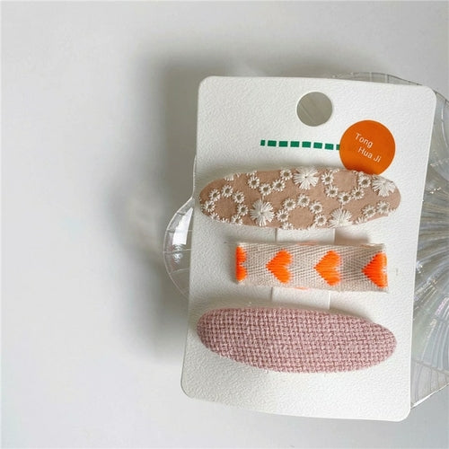 New Embroidery Cotton Linen Baby Girls Hair Clip