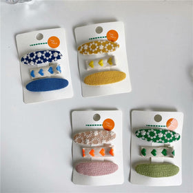 New Embroidery Cotton Linen Baby Girls Hair Clip