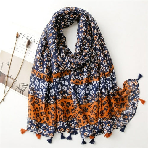 New Fashion Million Polka Floral Fringe Viscose Shawl Scarf Lady High