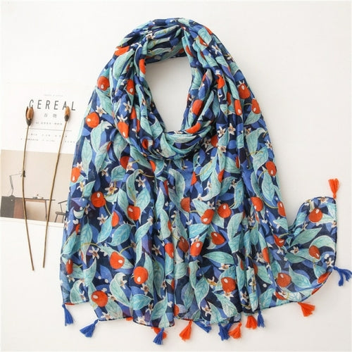 New Fashion Million Polka Floral Fringe Viscose Shawl Scarf Lady High